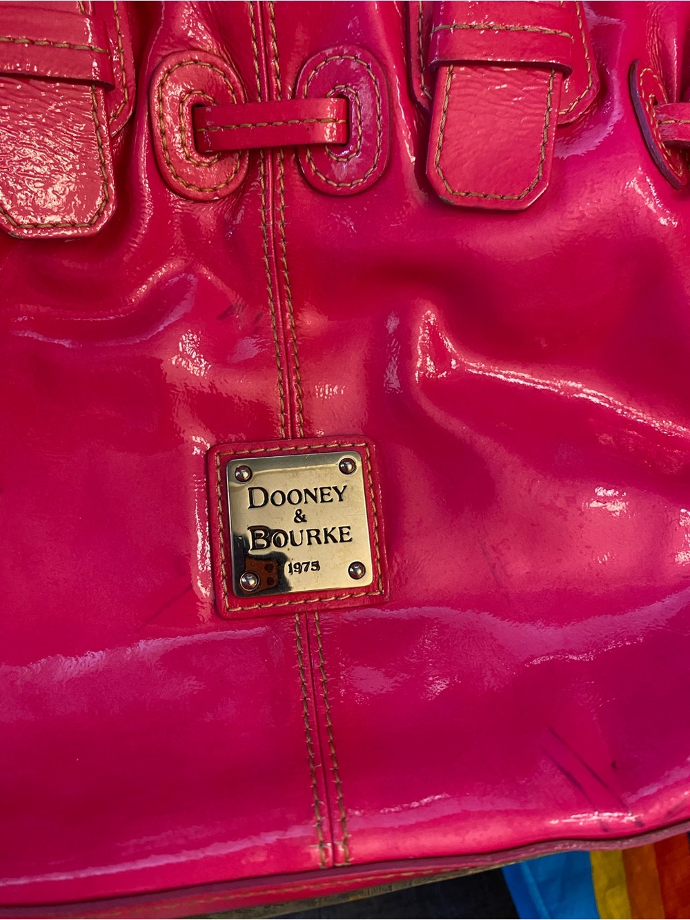 Dooney & Bourke Chiara Hot Pink Patent Leather Shoulder Bag - Picture 2 of 11